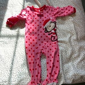 Carter's Pink and Red Polka Dot Footie with Monkey Design